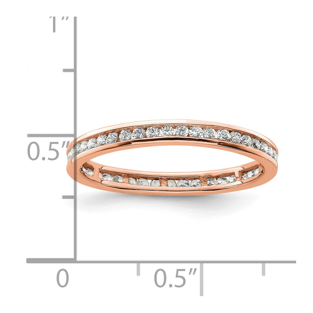 Solid Real 14k Rose Gold Polished 1/2ct Channel Set CZ Eternity Wedding Band Ring