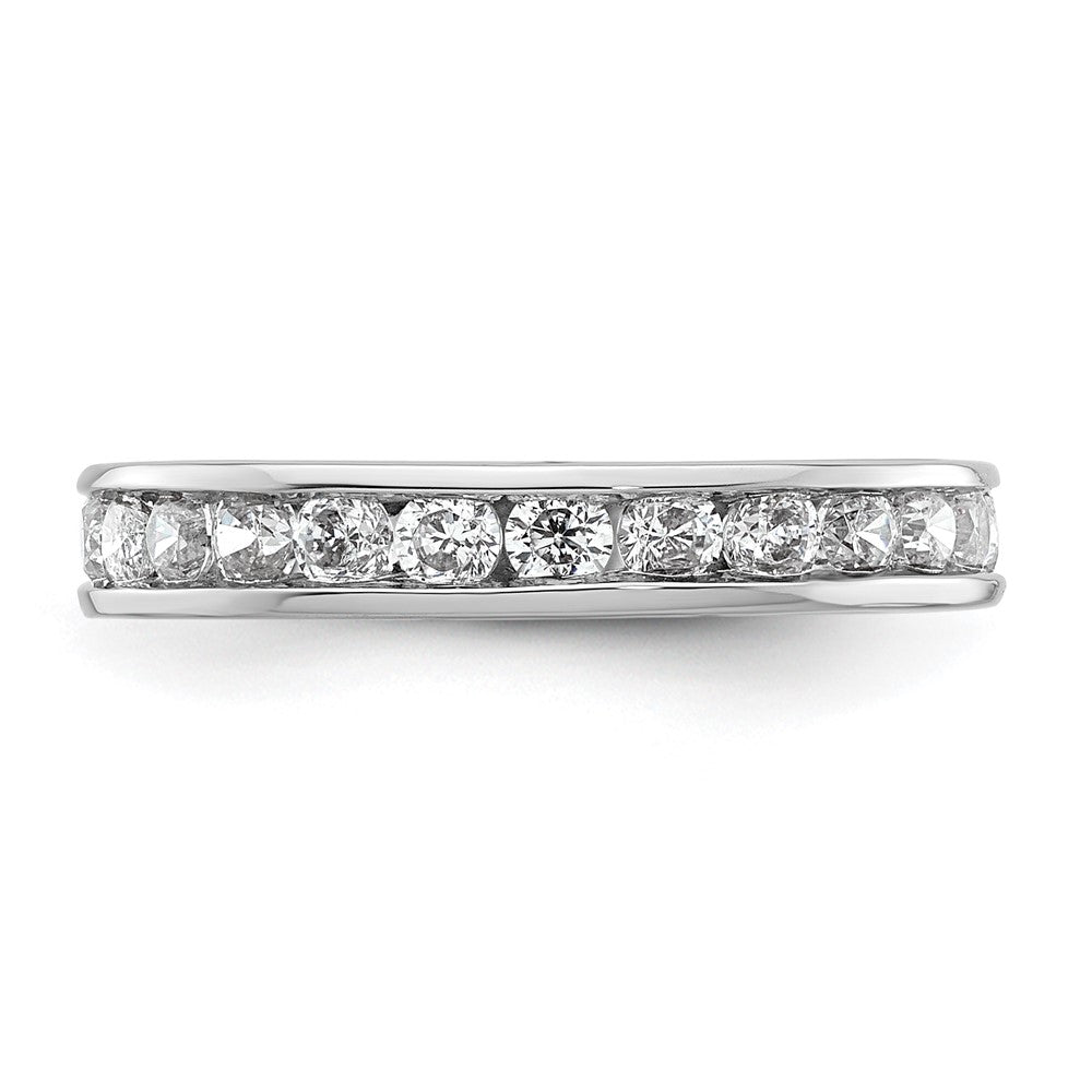 Solid Real 14k White Gold Polished 1ct Channel Set CZ Eternity Wedding Band Ring