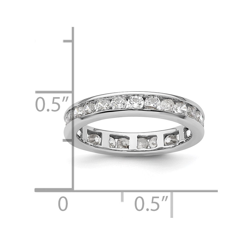 Solid Real 14k White Gold Polished 1ct Channel Set CZ Eternity Wedding Band Ring