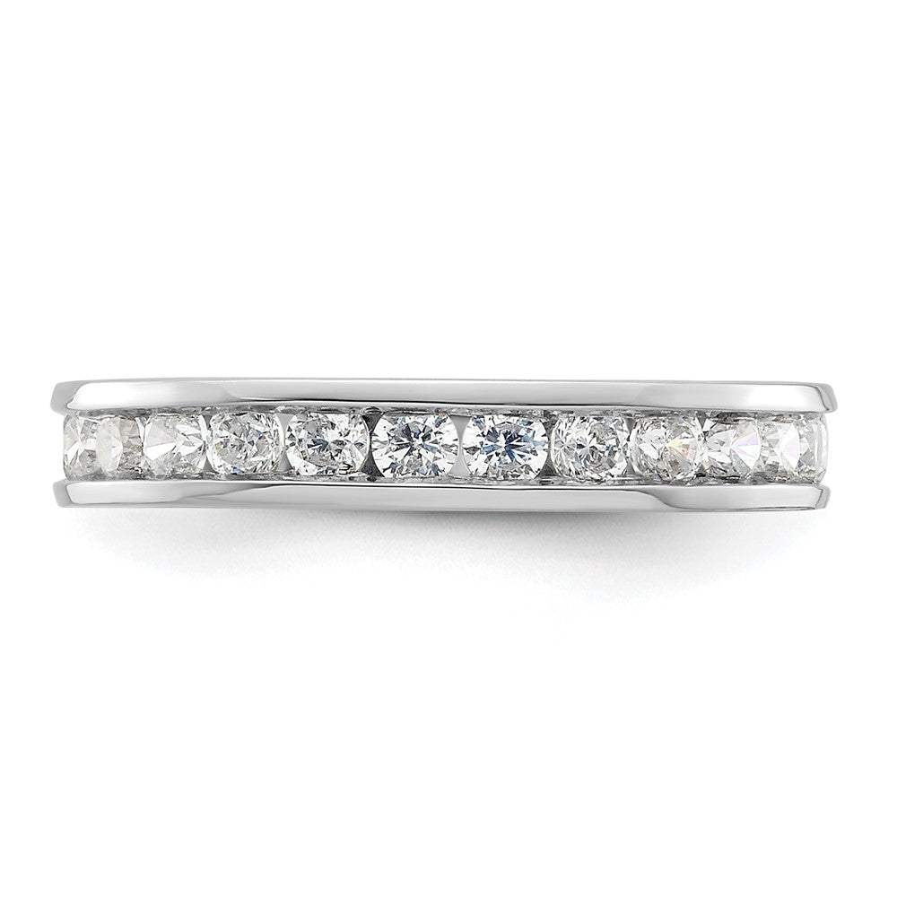 Solid Real 14k White Gold Polished 1ct Channel Set CZ Eternity Wedding Band Ring