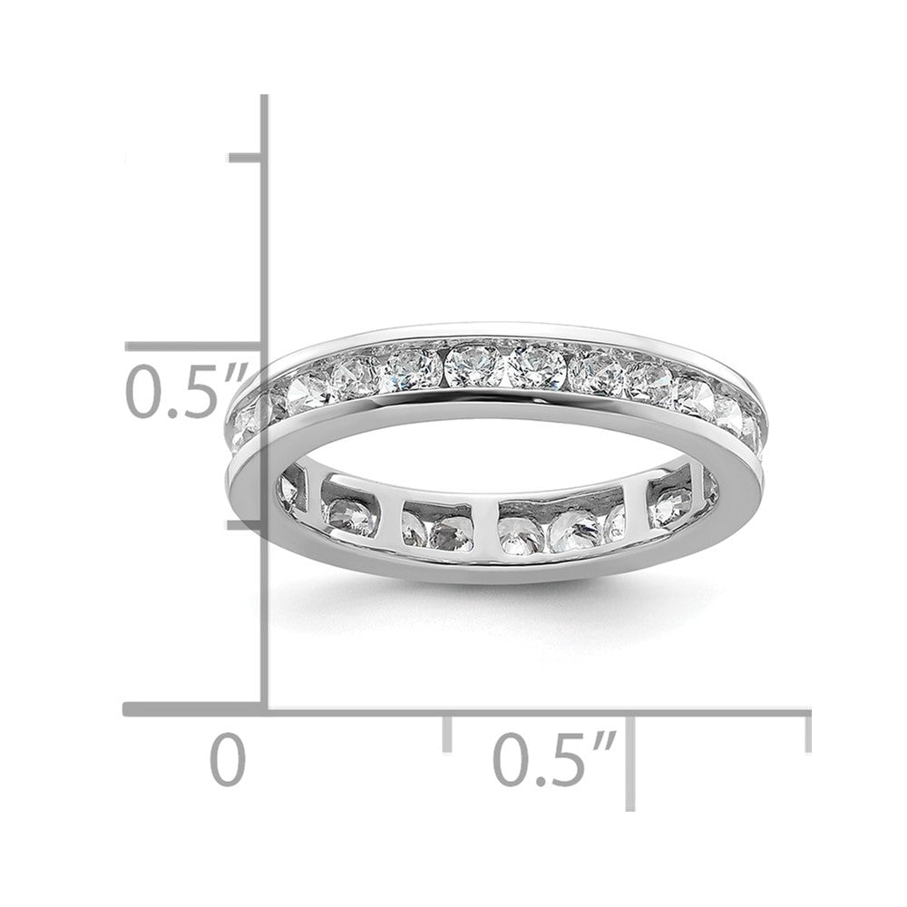 Solid Real 14k White Gold Polished 1ct Channel Set CZ Eternity Wedding Band Ring