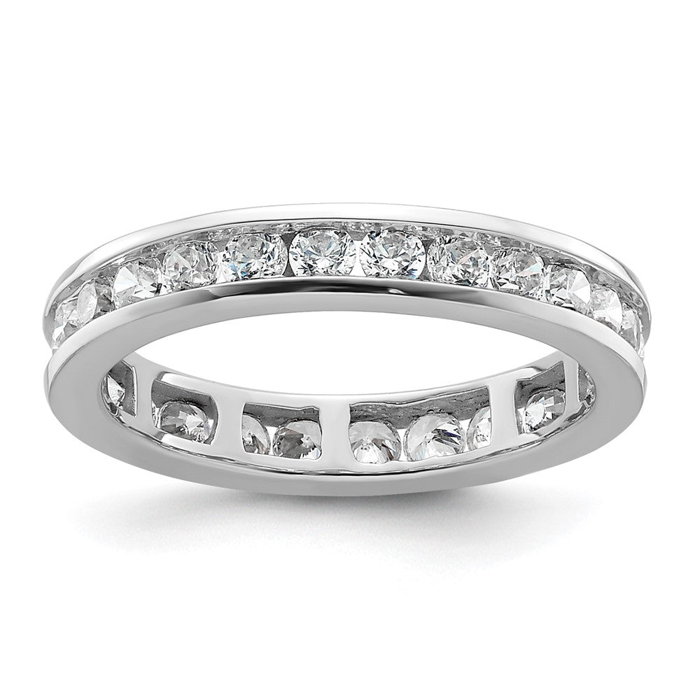 Solid Real 14k White Gold Polished 1ct Channel Set CZ Eternity Wedding Band Ring