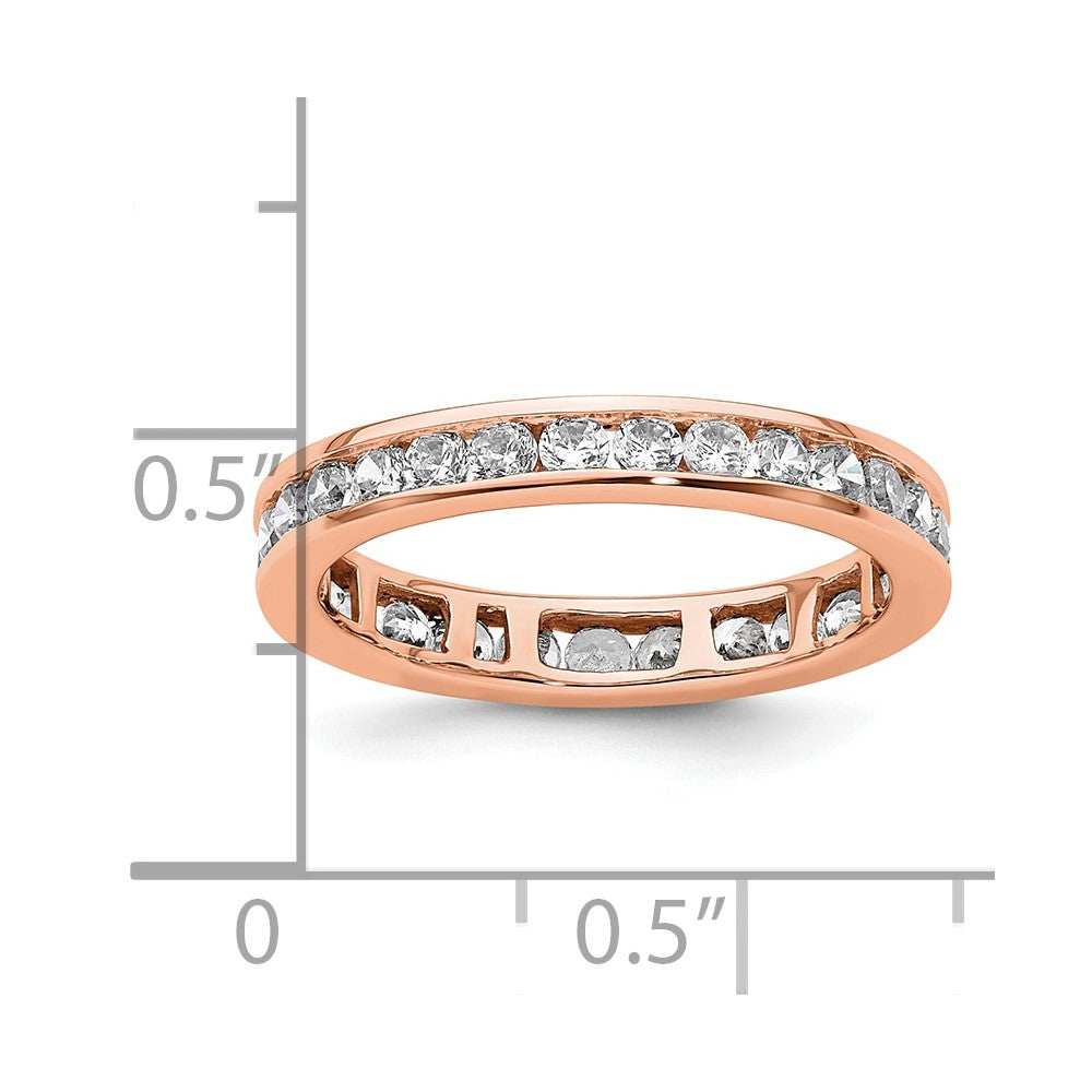 Solid Real 14k Rose Gold Polished 1ct Channel Set CZ Eternity Wedding Band Ring