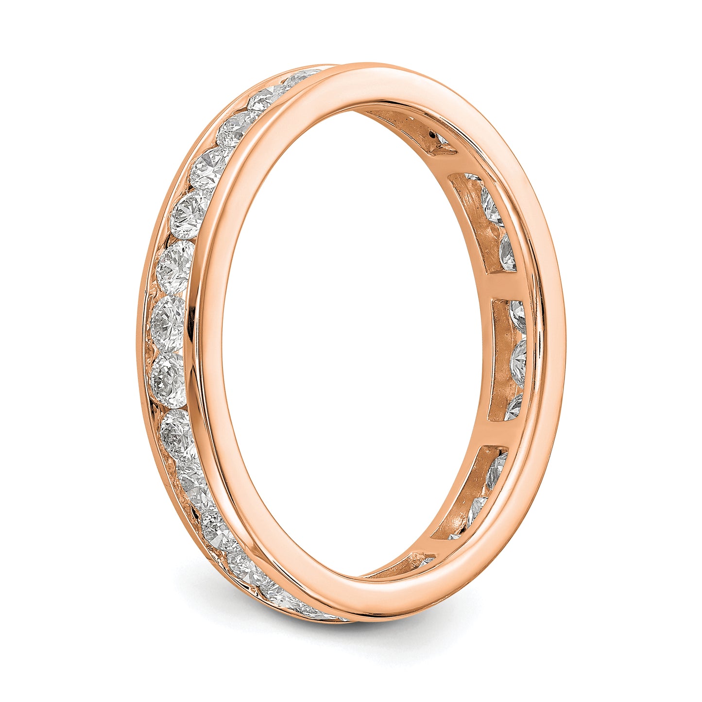 Solid Real 14k Rose Gold Polished 1ct Channel Set CZ Eternity Wedding Band Ring