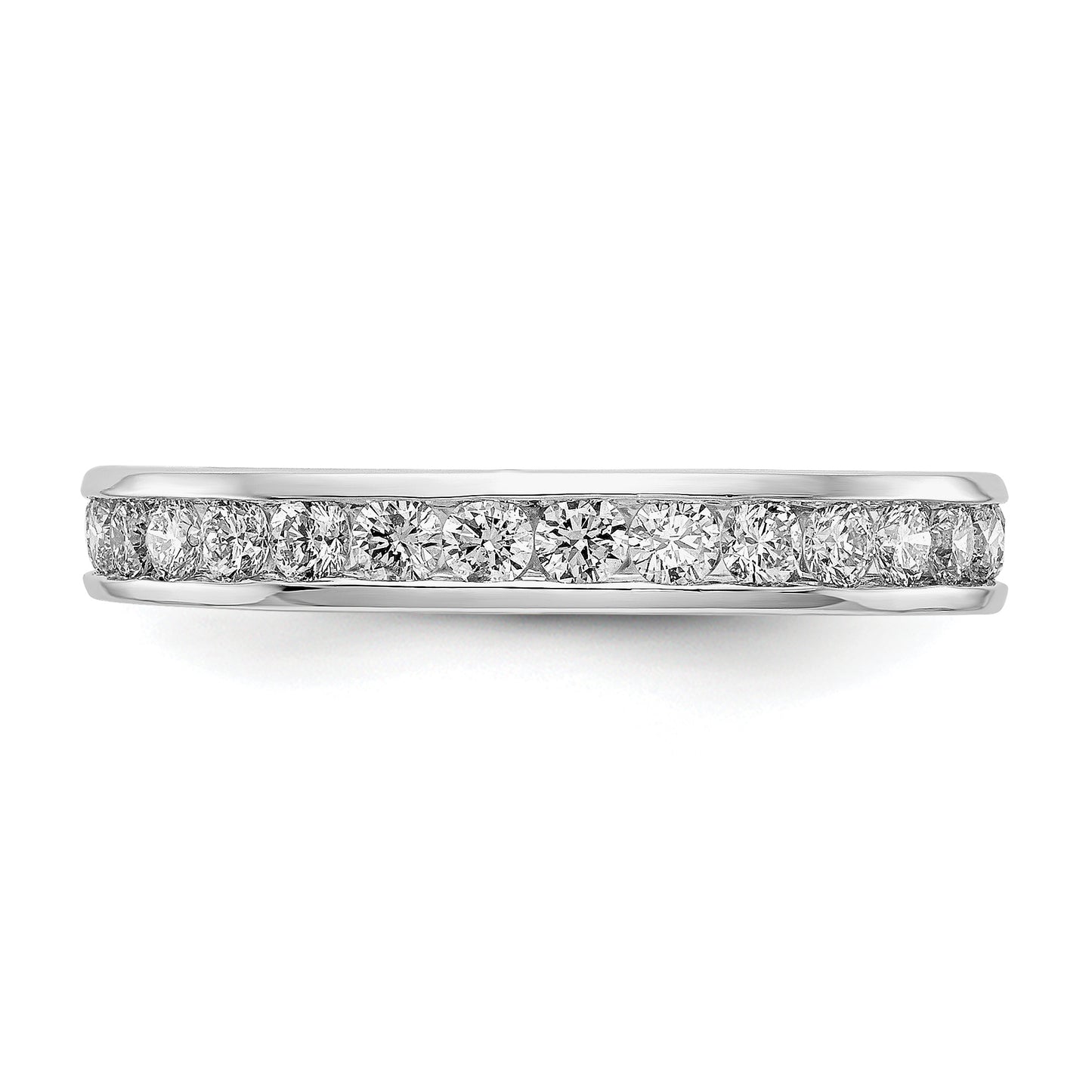 Solid Real 14k White Gold Polished 1ct Channel Set CZ Eternity Wedding Band Ring