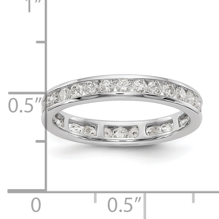 Solid Real 14k White Gold Polished 1ct Channel Set CZ Eternity Wedding Band Ring