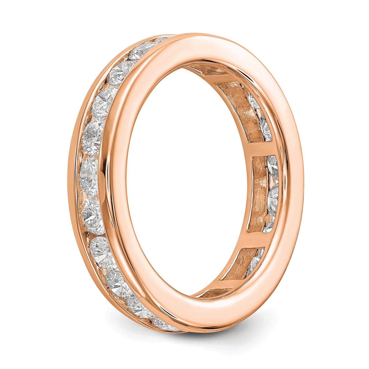 Solid Real 14k Rose Gold Polished 2ct Channel Set CZ Eternity Wedding Band Ring