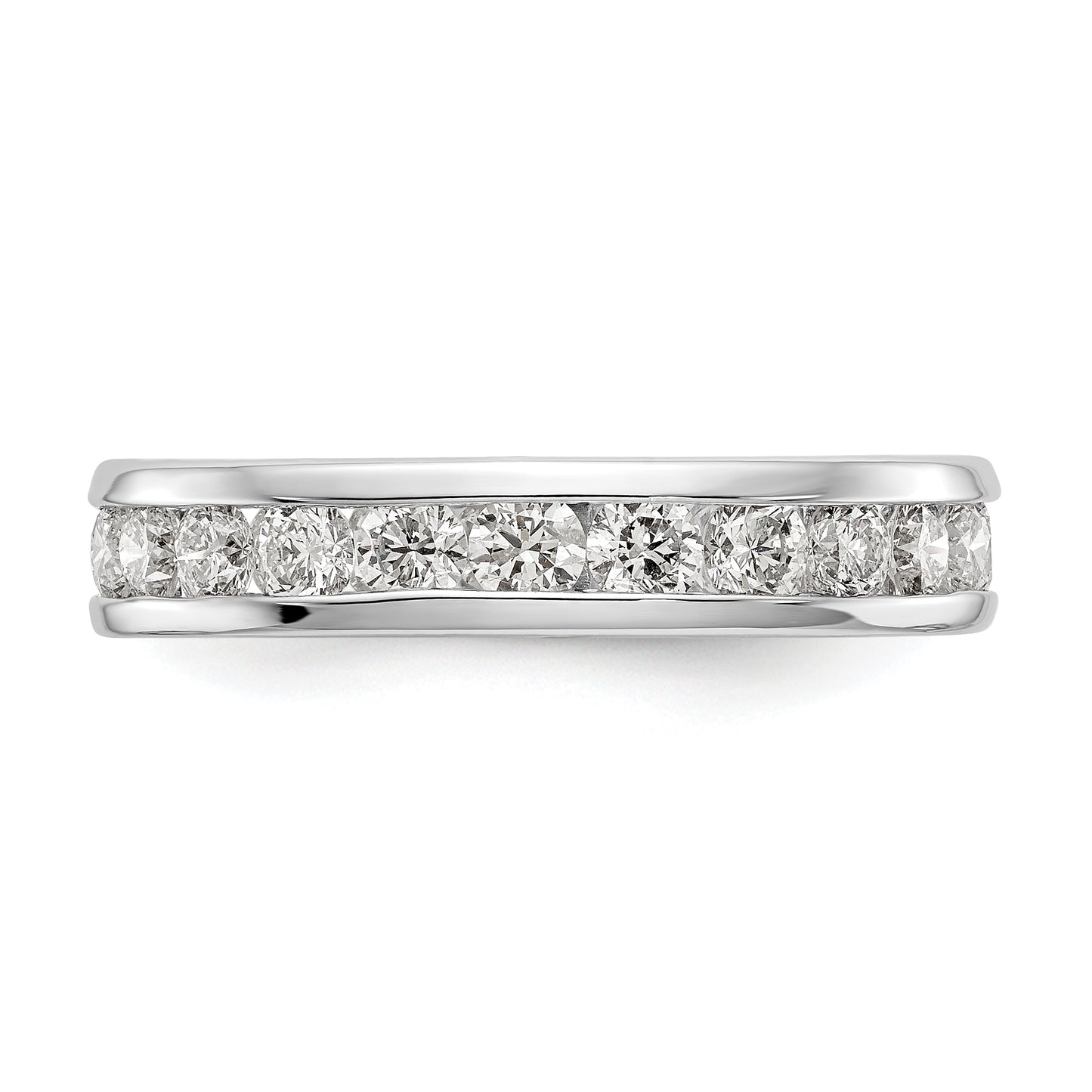 Solid Real 14k White Gold Polished 2ct Channel Set CZ Eternity Wedding Band Ring