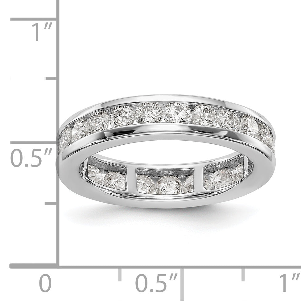 Solid Real 14k White Gold Polished 2ct Channel Set CZ Eternity Wedding Band Ring