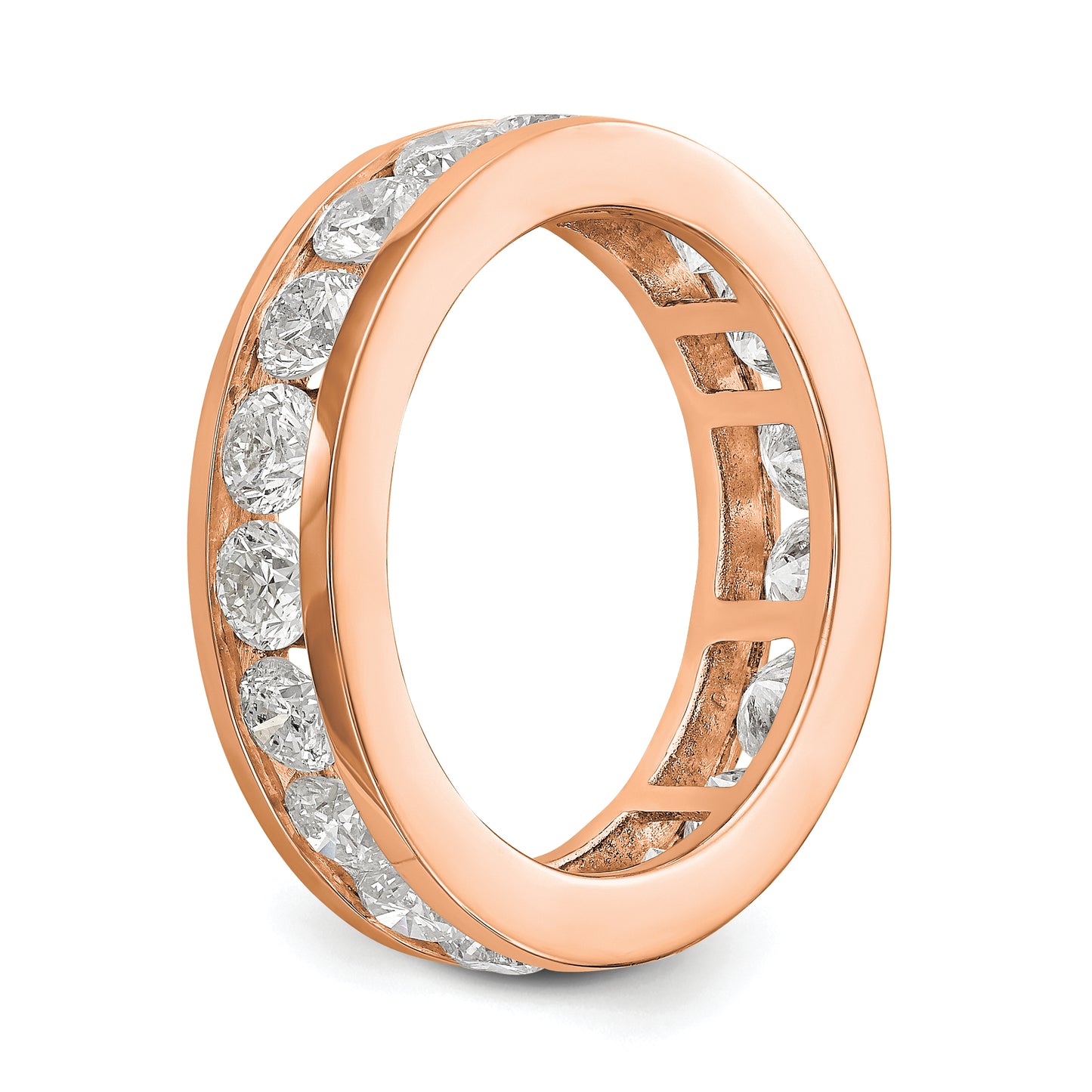 Solid Real 14k Rose Gold Polished 3ct Channel Set CZ Eternity Wedding Band Ring