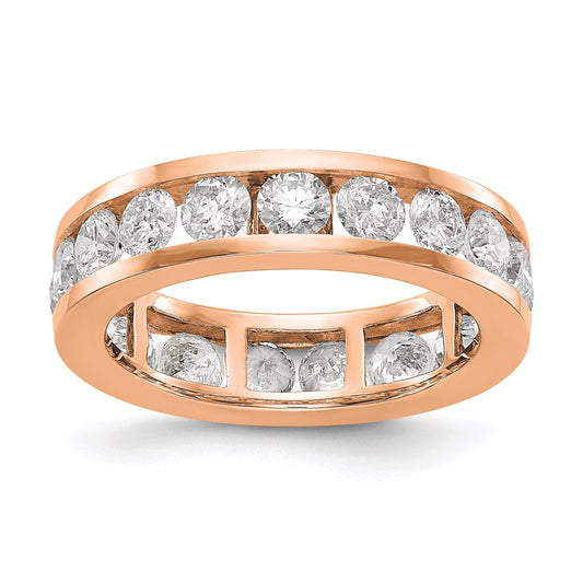 Solid Real 14k Rose Gold Polished 3ct Channel Set CZ Eternity Wedding Band Ring