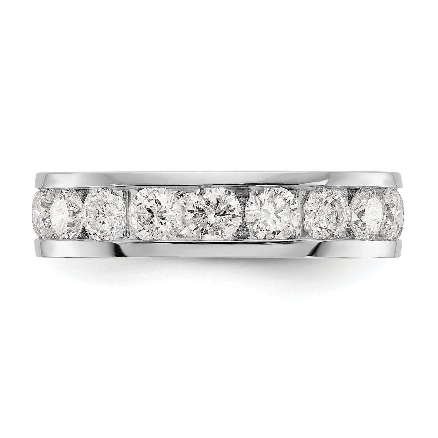 Solid Real 14k White Gold Polished 3ct Channel Set CZ Eternity Wedding Band Ring