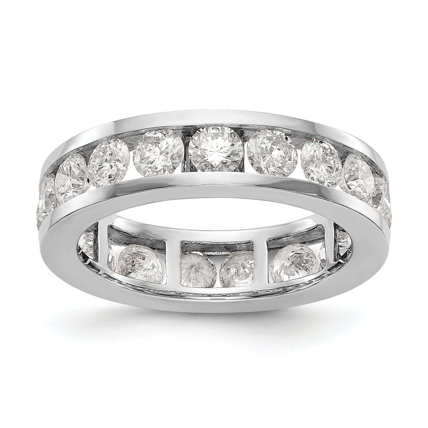 Solid Real 14k White Gold Polished 3ct Channel Set CZ Eternity Wedding Band Ring