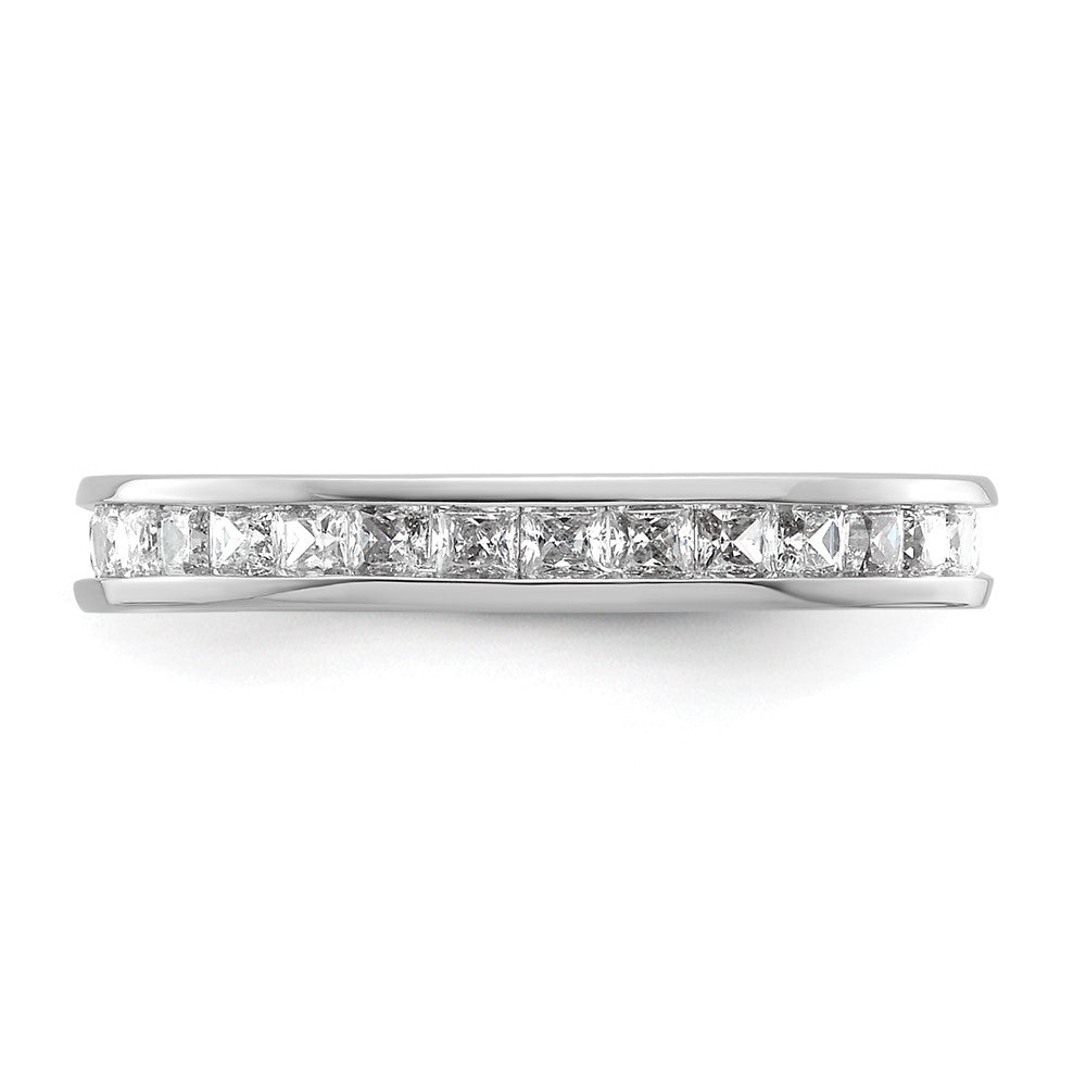 Solid Real 14k White Gold Polished 1ct Princess Channel Set CZ Eternity Wedding Band Ring