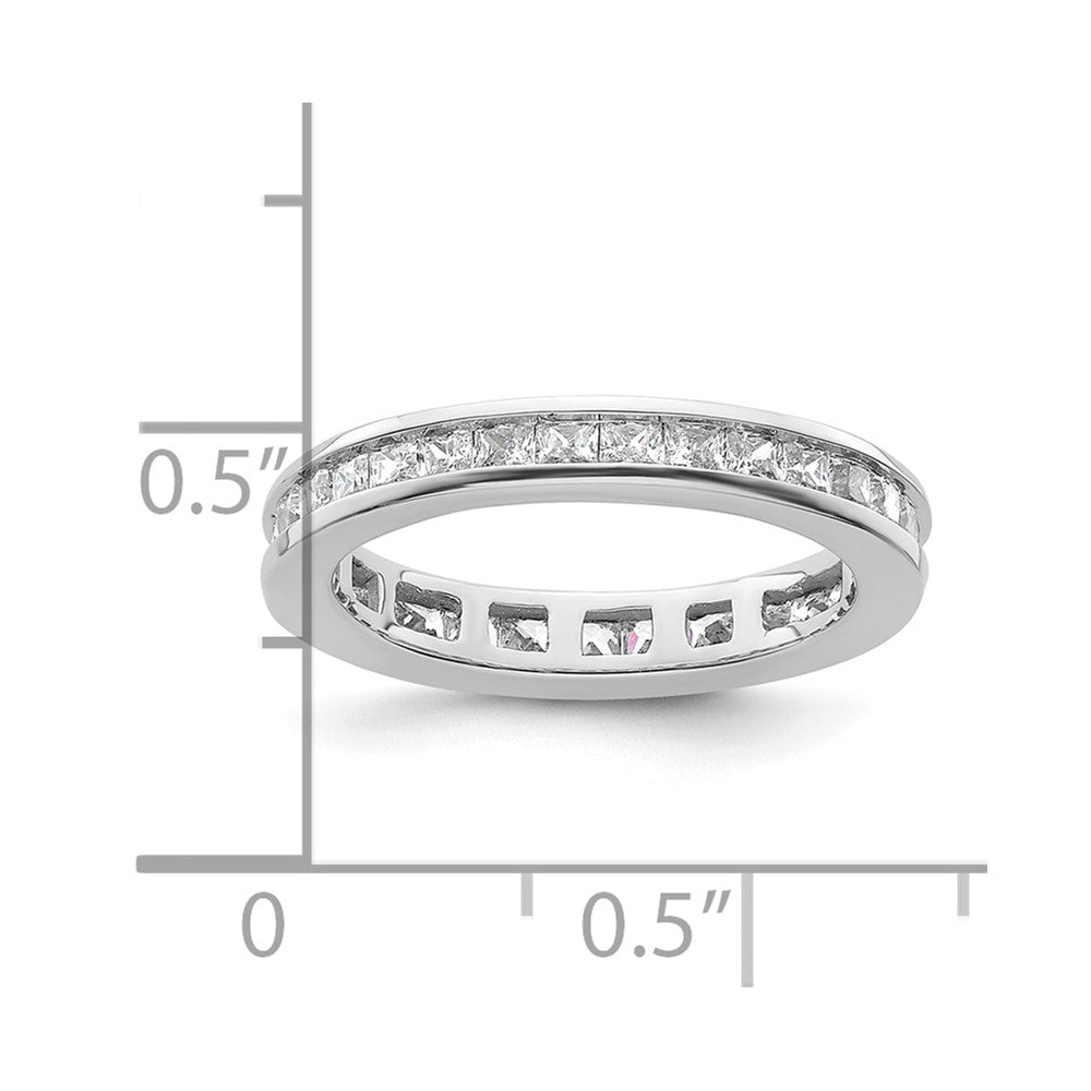 Solid Real 14k White Gold Polished 1ct Princess Channel Set CZ Eternity Wedding Band Ring