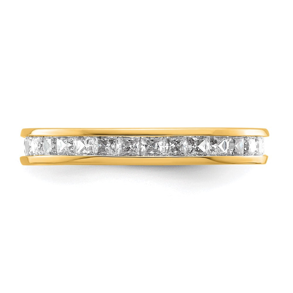 Solid Real 14k Polished 1ct Princess Channel Set CZ Eternity Wedding Band Ring