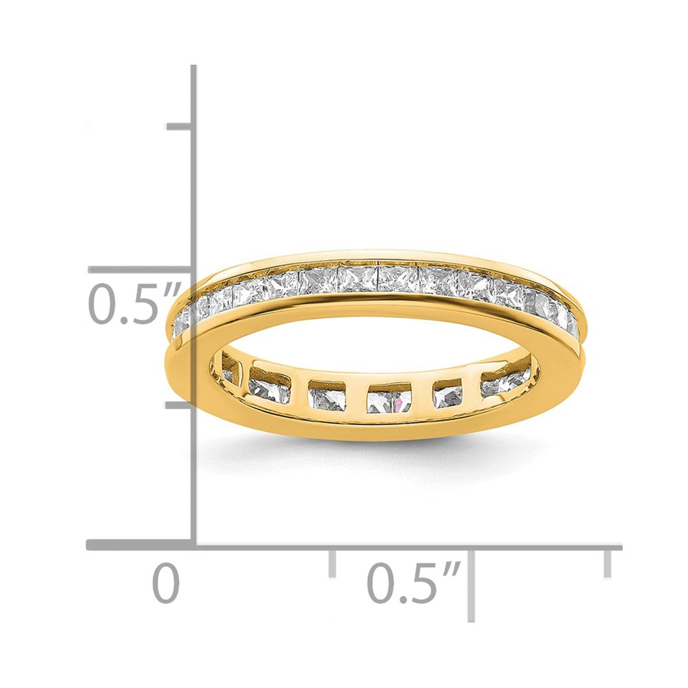 Solid Real 14k Polished 1ct Princess Channel Set CZ Eternity Wedding Band Ring