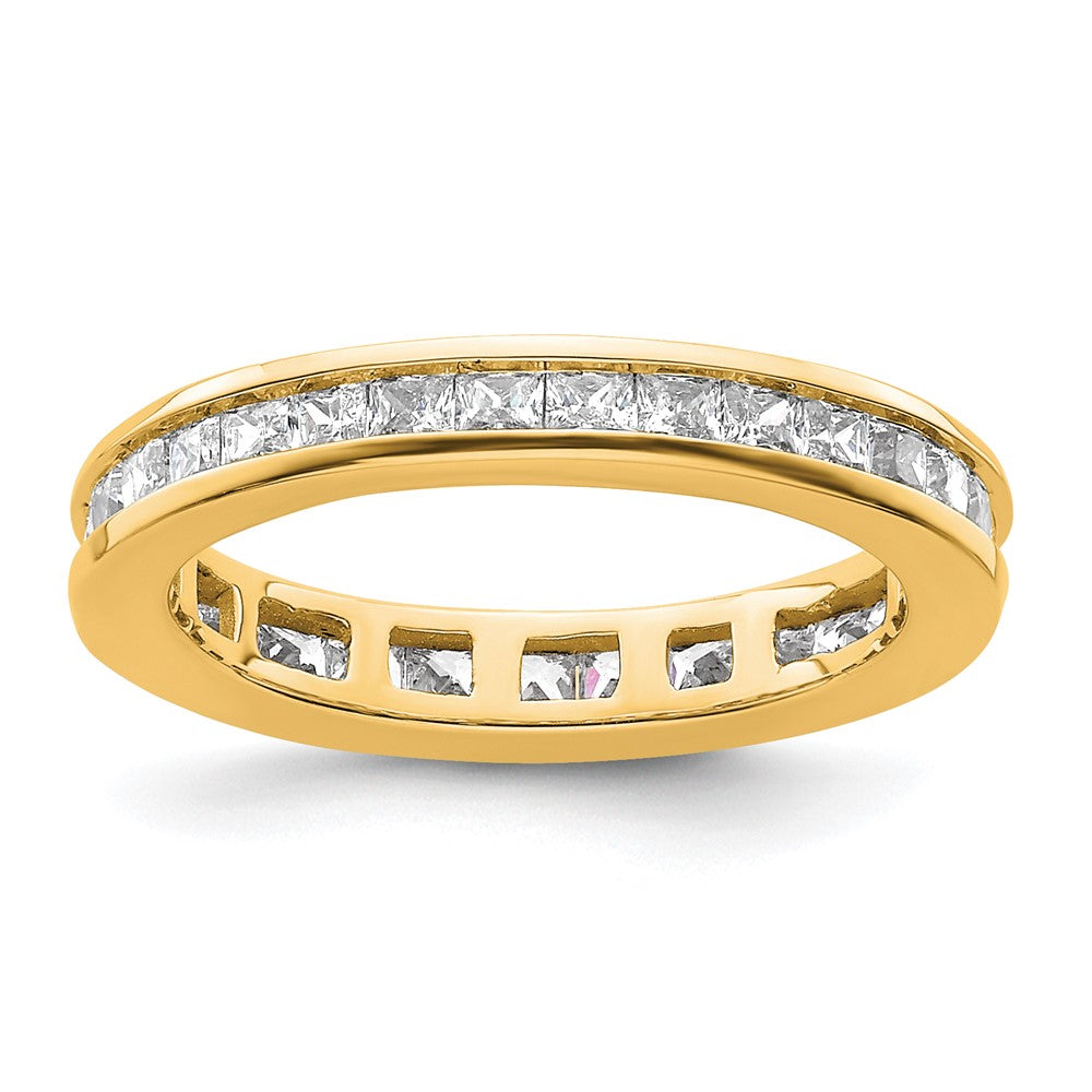 Solid Real 14k Polished 1ct Princess Channel Set CZ Eternity Wedding Band Ring