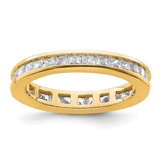 Solid Real 14k Polished 1ct Princess Channel Set CZ Eternity Wedding Band Ring