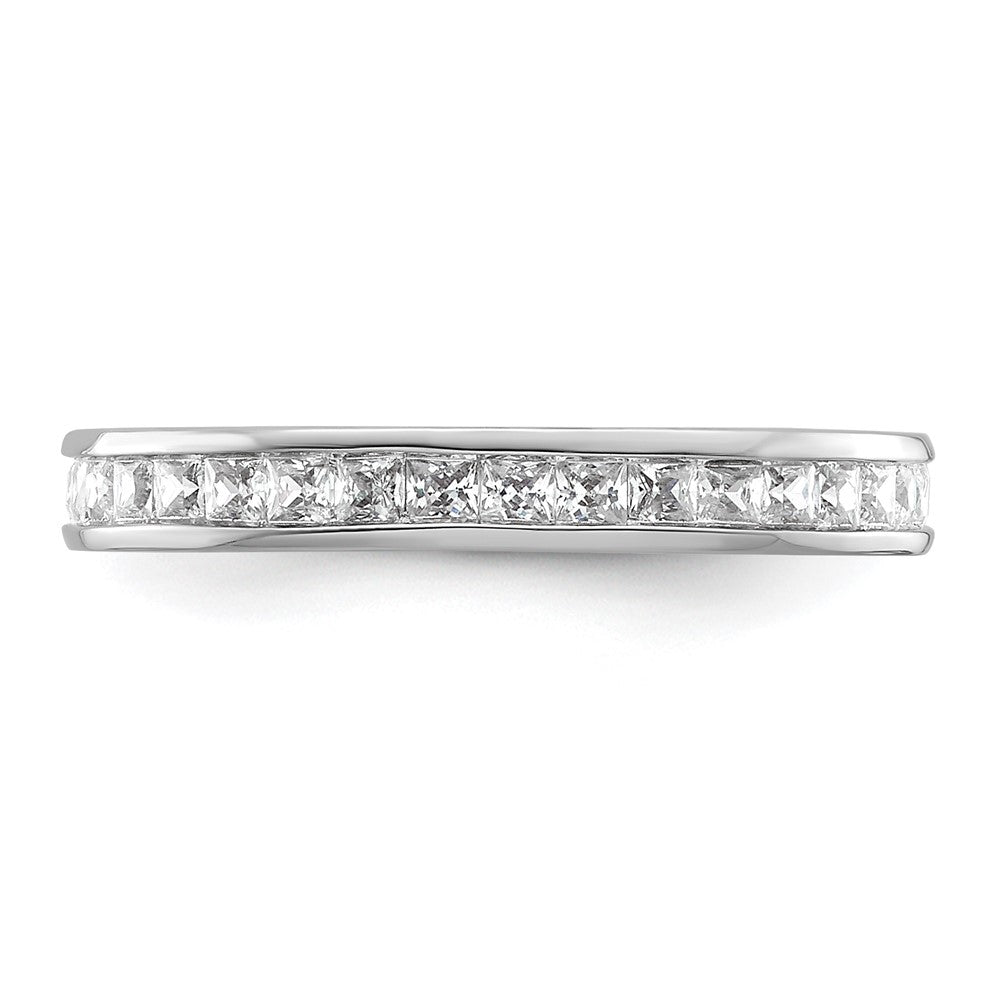 Solid Real 14k White Gold Polished 1ct Princess Channel Set CZ Eternity Wedding Band Ring