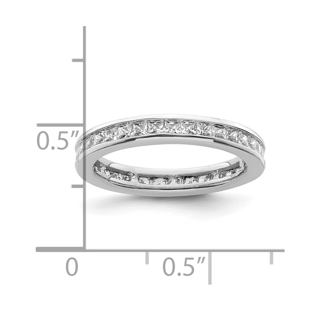 Solid Real 14k White Gold Polished 1ct Princess Channel Set CZ Eternity Wedding Band Ring