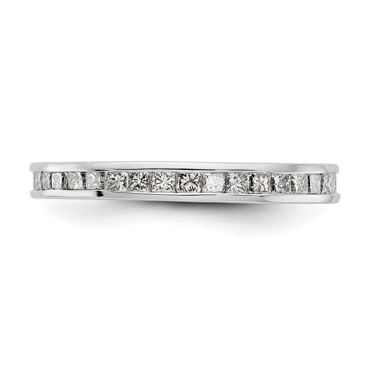 Solid Real 14k White Gold Polished 1ct Princess Channel Set CZ Eternity Wedding Band Ring