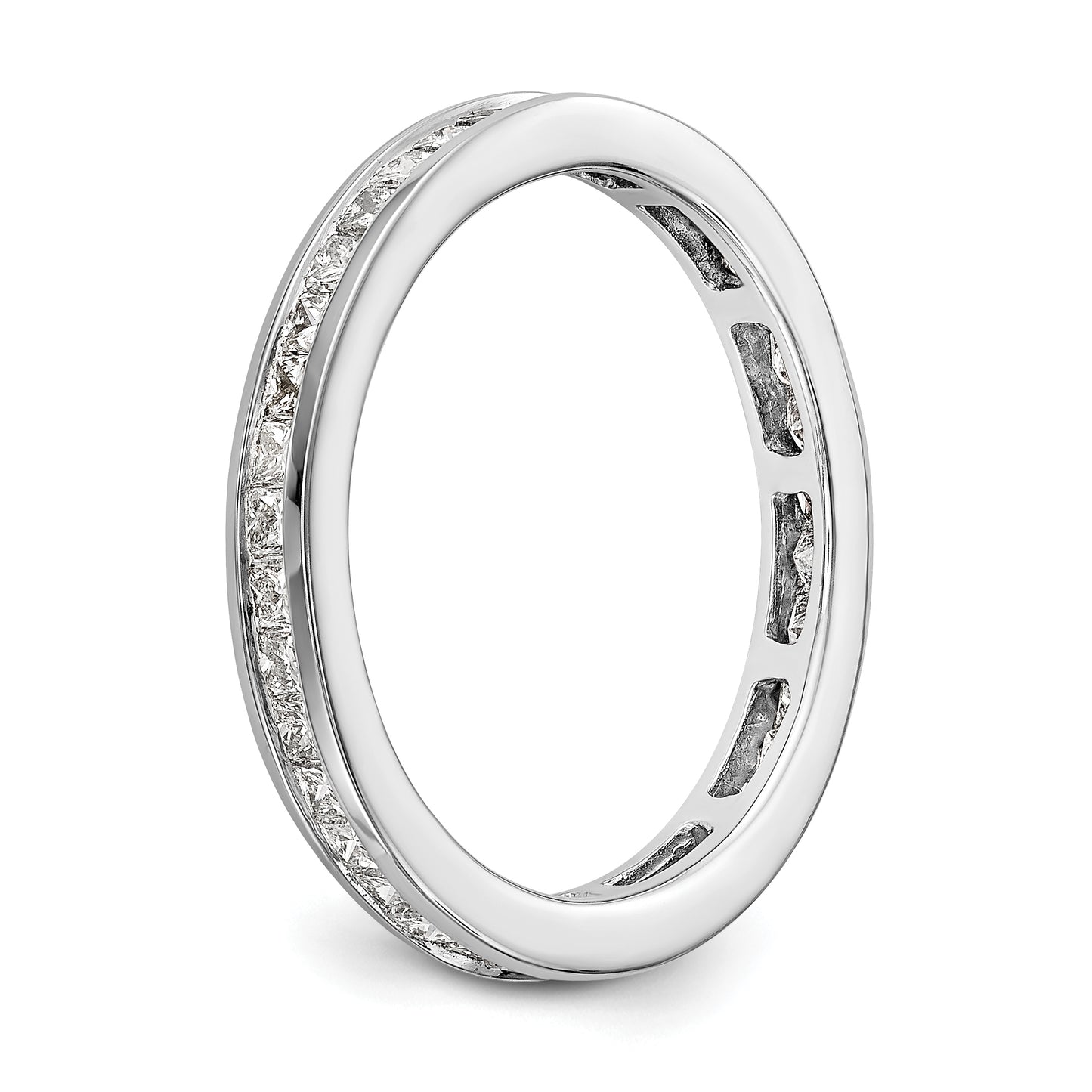 Solid Real 14k White Gold Polished 1ct Princess Channel Set CZ Eternity Wedding Band Ring