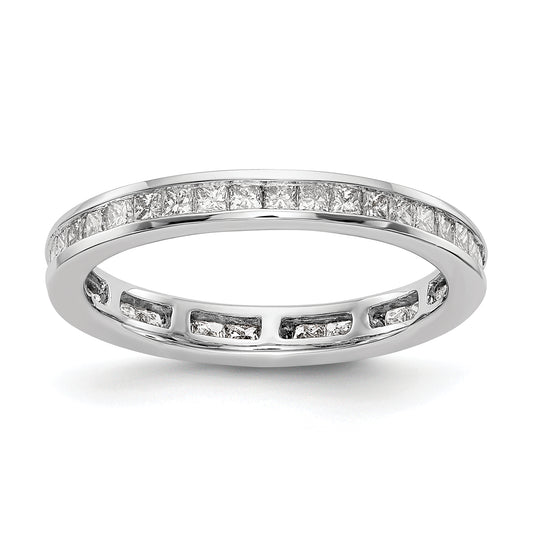 Solid Real 14k White Gold Polished 2ct Princess Channel Set CZ Eternity Wedding Band Ring