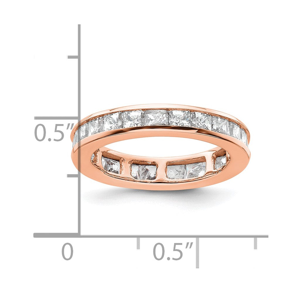 Solid Real 14k Rose Gold Polished 2ct Princess Channel Set CZ Eternity Wedding Band Ring