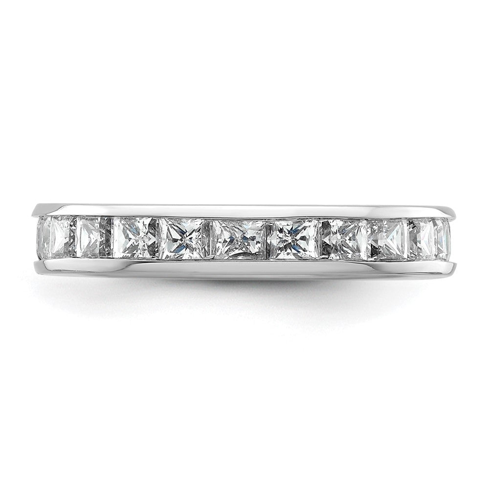 Solid Real 14k White Gold Polished 2ct Princess Channel Set CZ Eternity Wedding Band Ring