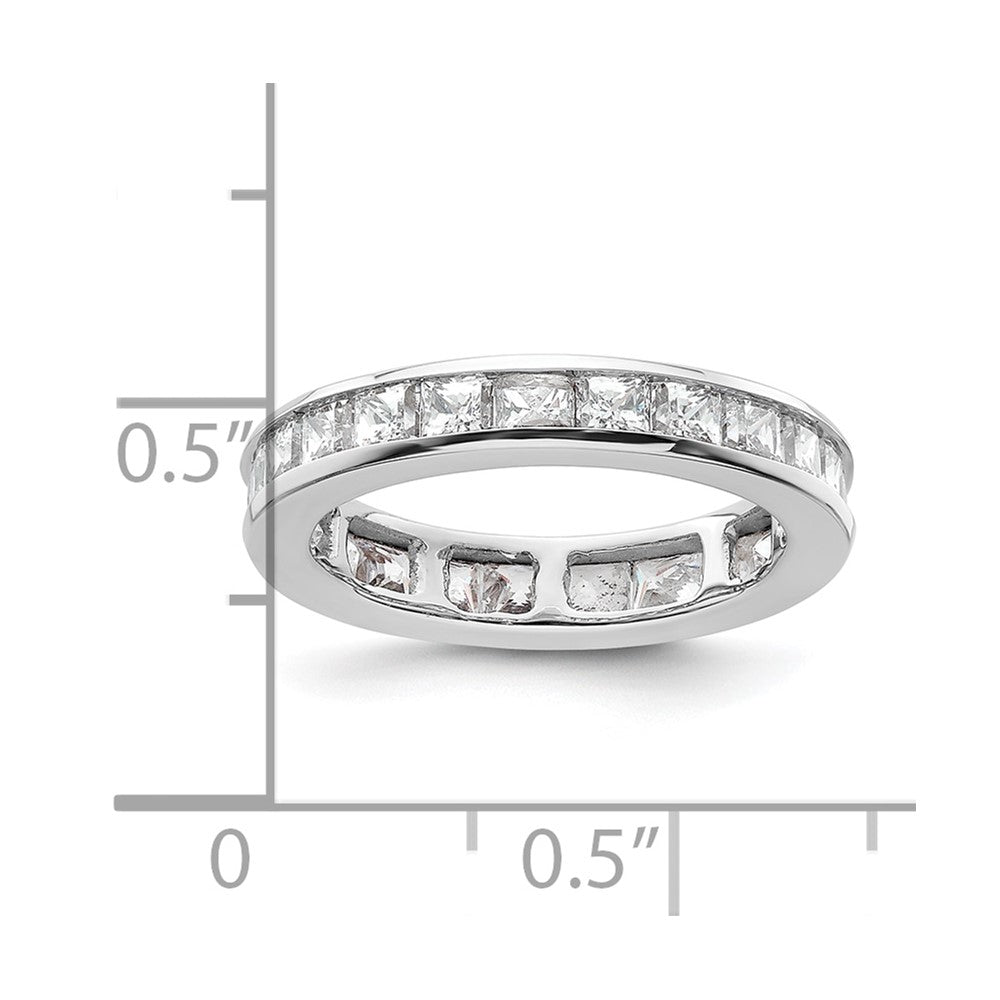 Solid Real 14k White Gold Polished 2ct Princess Channel Set CZ Eternity Wedding Band Ring