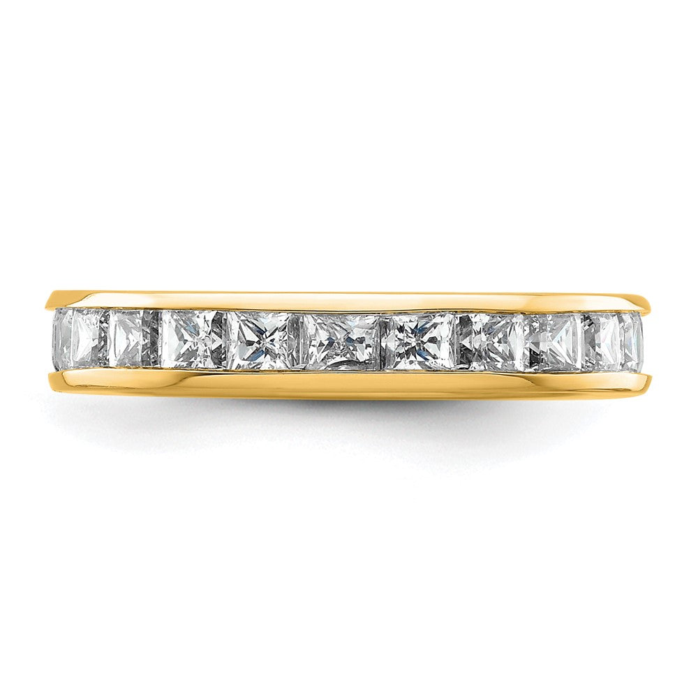 Solid Real 14k Polished 2ct Princess Channel Set CZ Eternity Wedding Band Ring