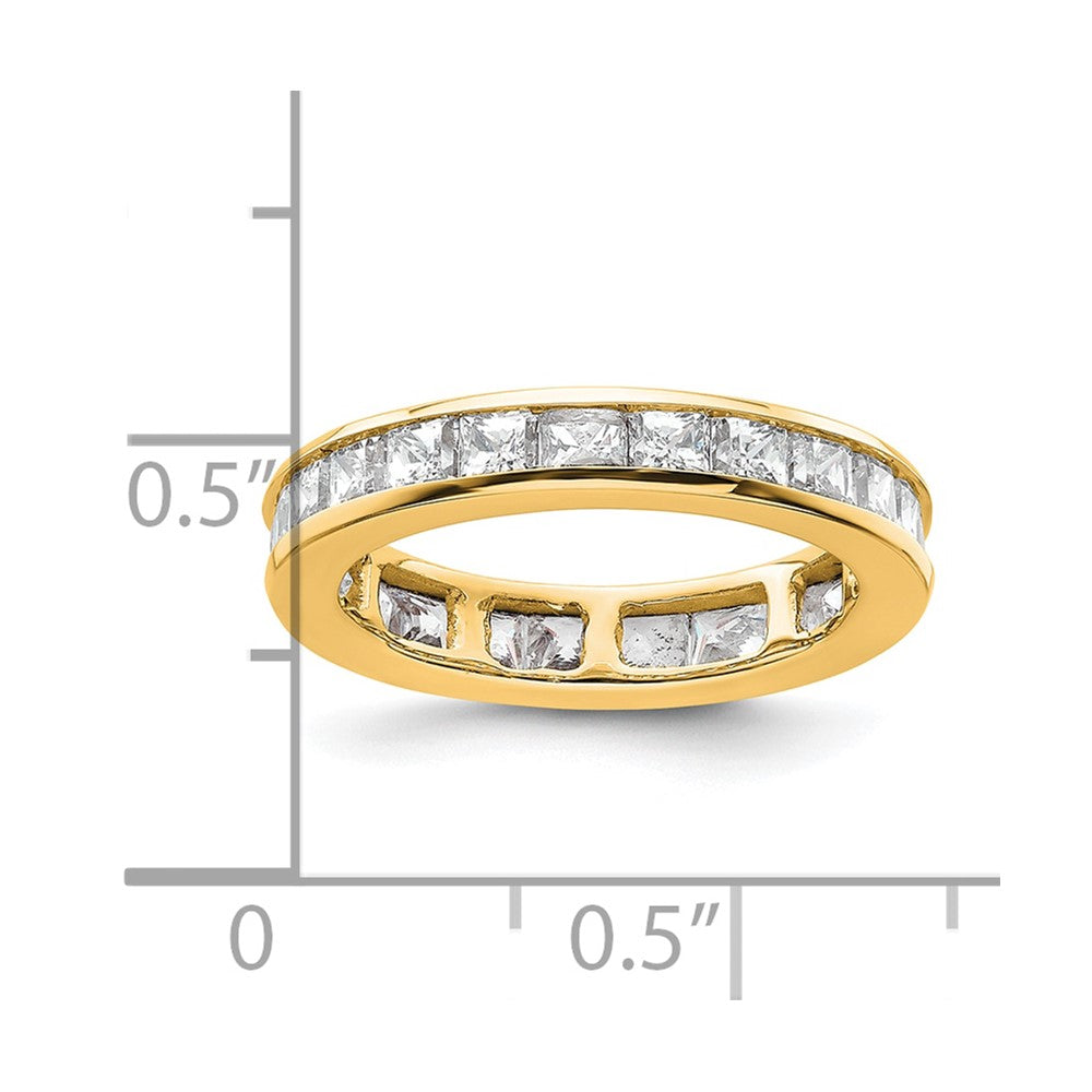 Solid Real 14k Polished 2ct Princess Channel Set CZ Eternity Wedding Band Ring