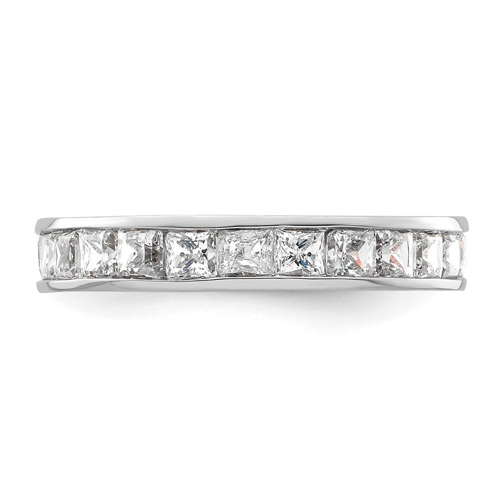 Solid Real 14k White Gold Polished 2ct Princess Channel Set CZ Eternity Wedding Band Ring