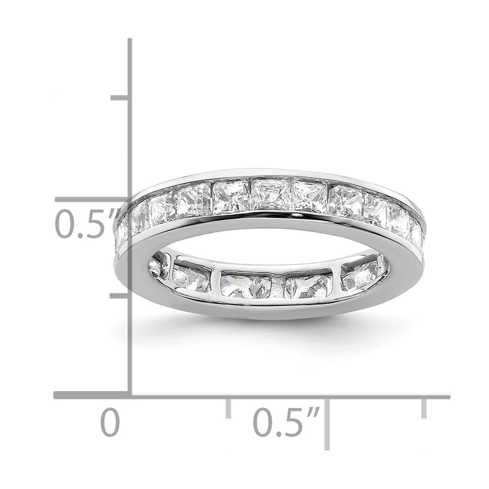 Solid Real 14k White Gold Polished 2ct Princess Channel Set CZ Eternity Wedding Band Ring