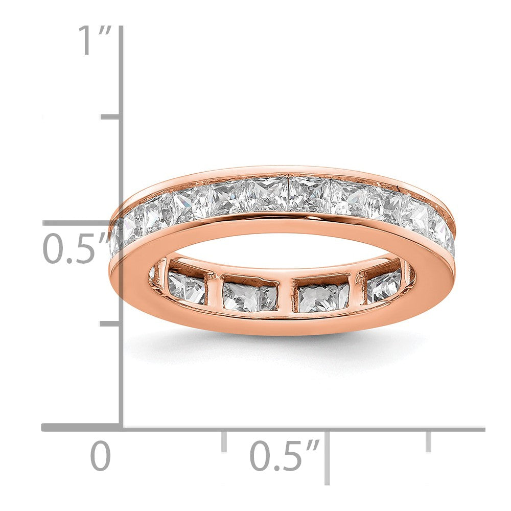 Solid Real 14k Rose Gold Polished 2ct Princess Channel Set CZ Eternity Wedding Band Ring