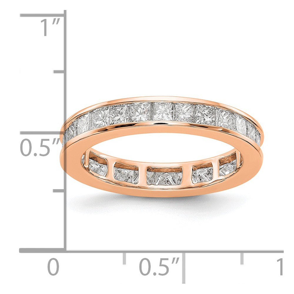 Solid Real 14k Rose Gold Polished 2ct Princess Channel Set CZ Eternity Wedding Band Ring