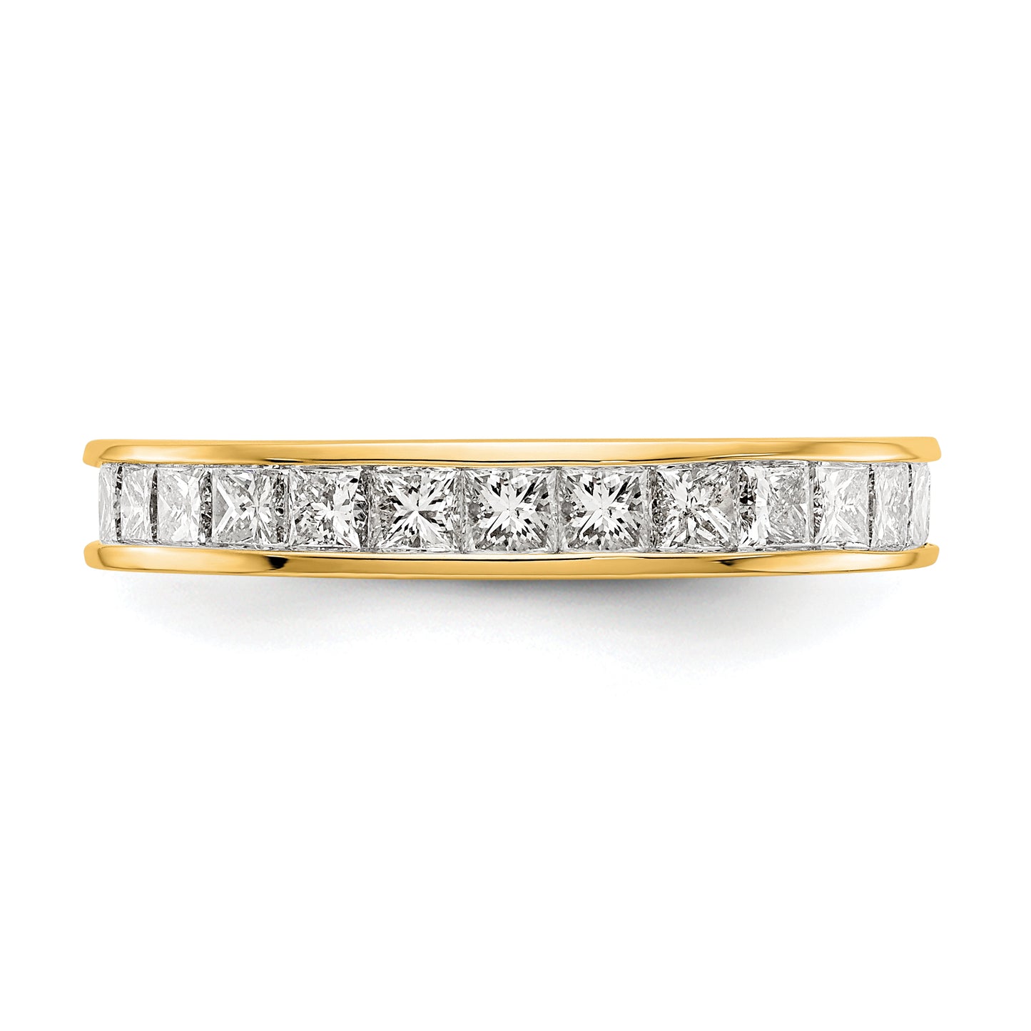 Solid Real 14k Polished 2ct Princess Channel Set CZ Eternity Wedding Band Ring