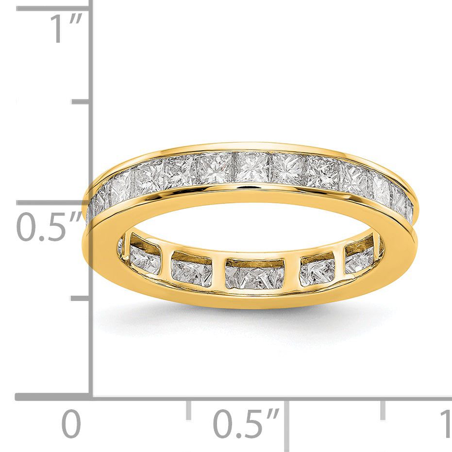 Solid Real 14k Polished 2ct Princess Channel Set CZ Eternity Wedding Band Ring