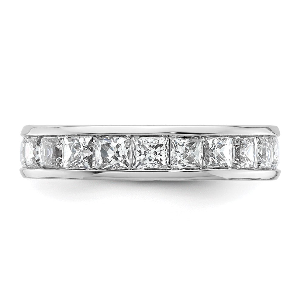 Solid Real 14k White Gold Polished 3ct Princess Channel Set CZ Eternity Wedding Band Ring