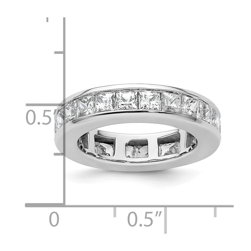 Solid Real 14k White Gold Polished 3ct Princess Channel Set CZ Eternity Wedding Band Ring