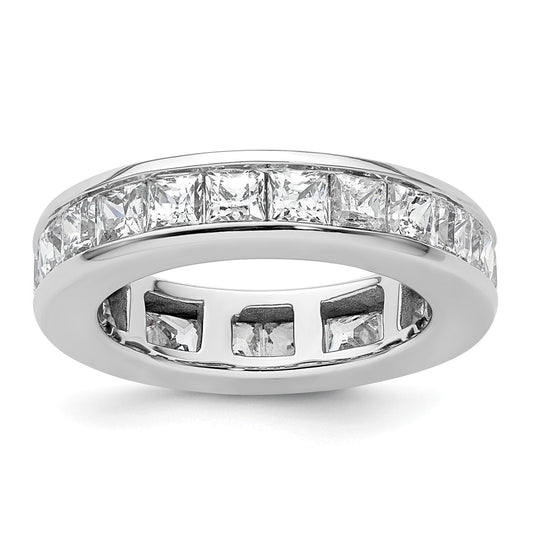 Solid Real 14k White Gold Polished 3ct Princess Channel Set CZ Eternity Wedding Band Ring