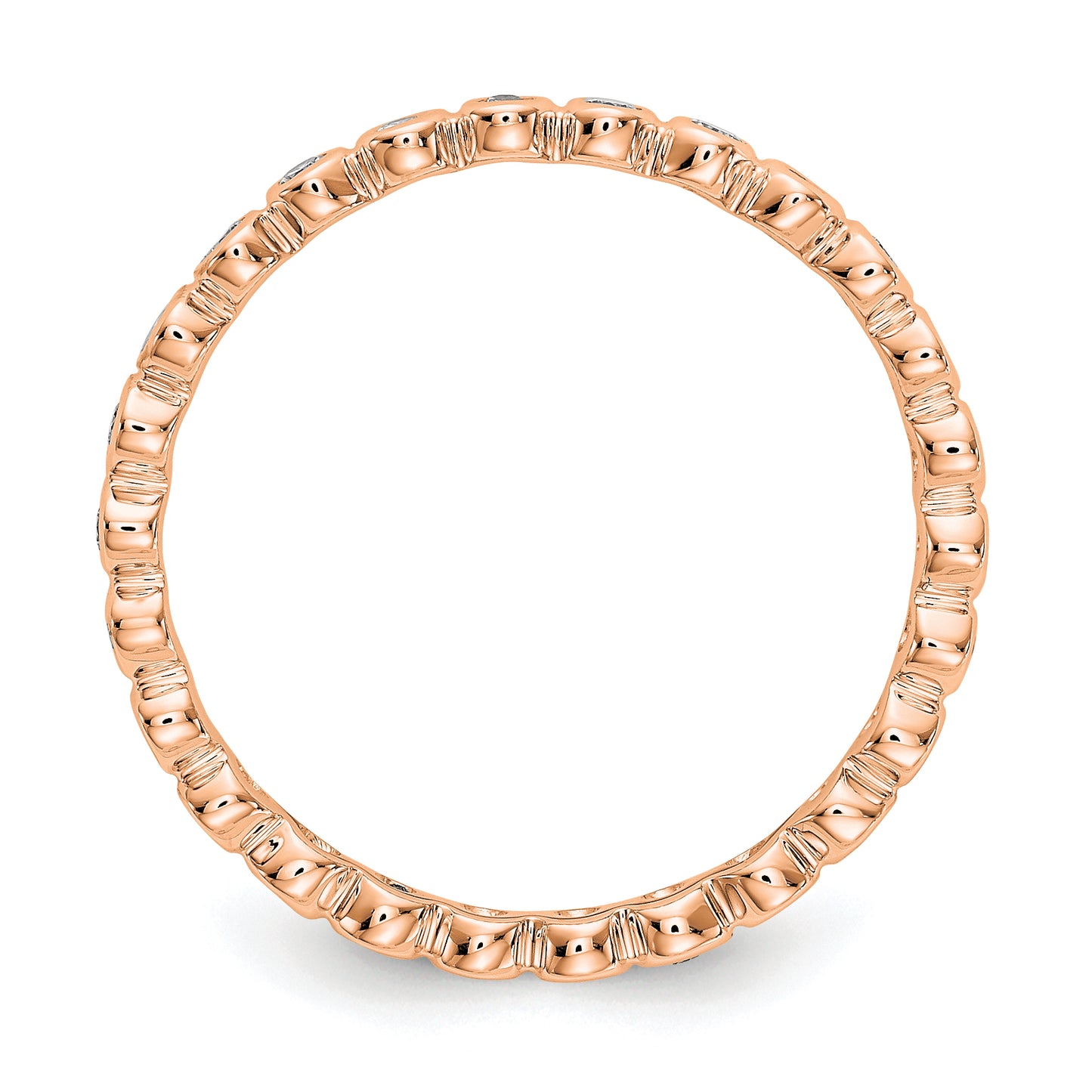 Solid Real 14k Rose Gold Polished 1/3ct Bezel Set CZ Eternity Wedding Band Ring