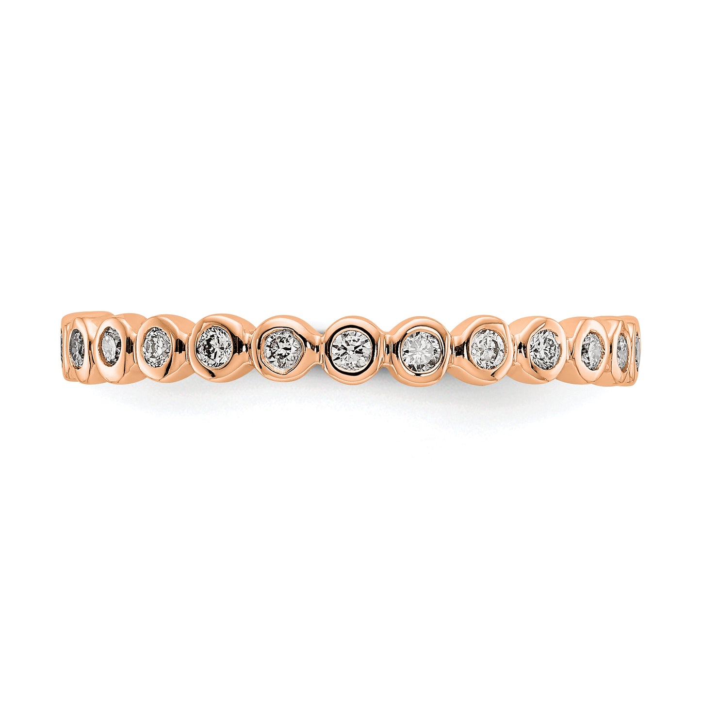 Solid Real 14k Rose Gold Polished 1/3ct Bezel Set CZ Eternity Wedding Band Ring