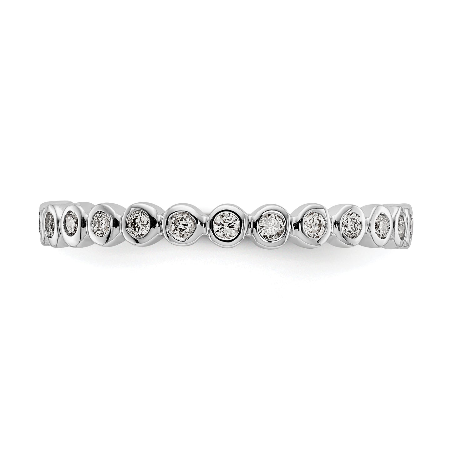 Solid Real 14k White Gold Polished 1/3ct Bezel Set CZ Eternity Wedding Band Ring