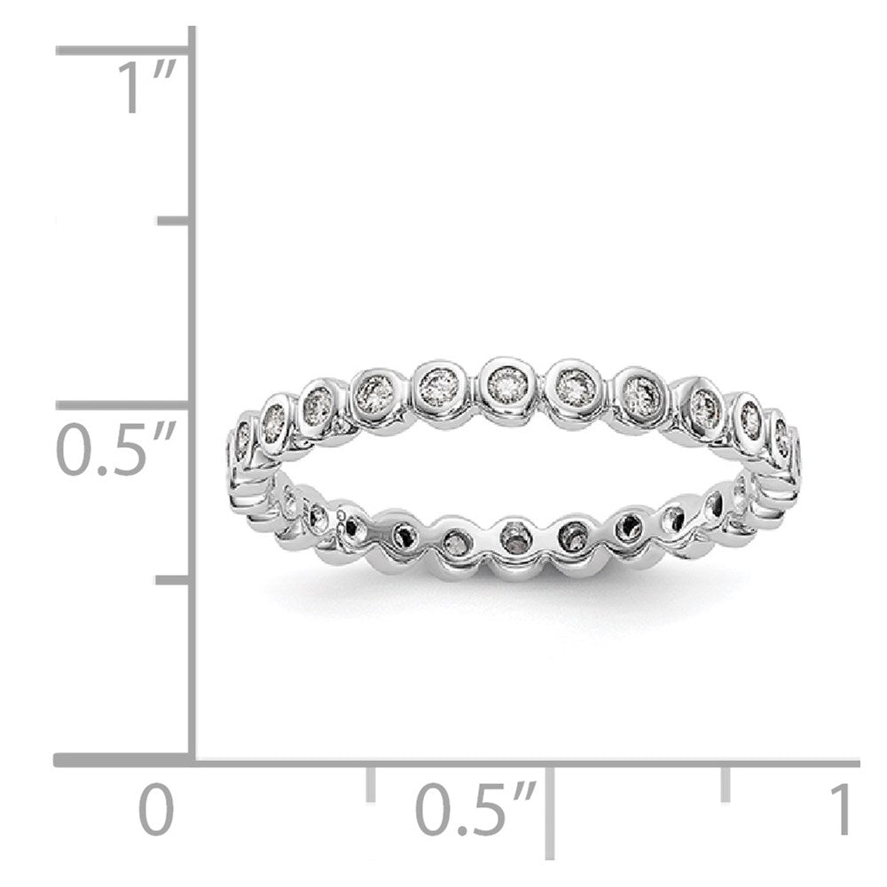 Solid Real 14k White Gold Polished 1/3ct Bezel Set CZ Eternity Wedding Band Ring