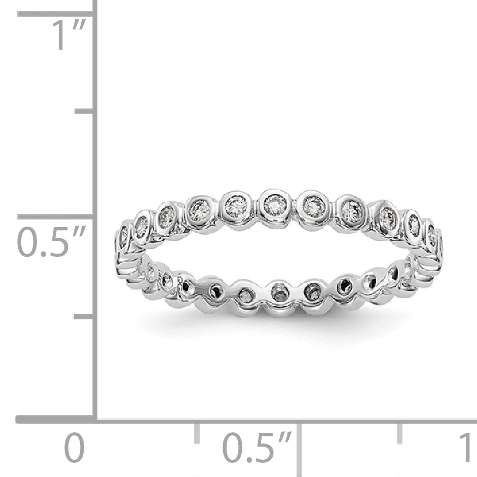 Solid Real 14k White Gold Polished 1/3ct Bezel Set CZ Eternity Wedding Band Ring