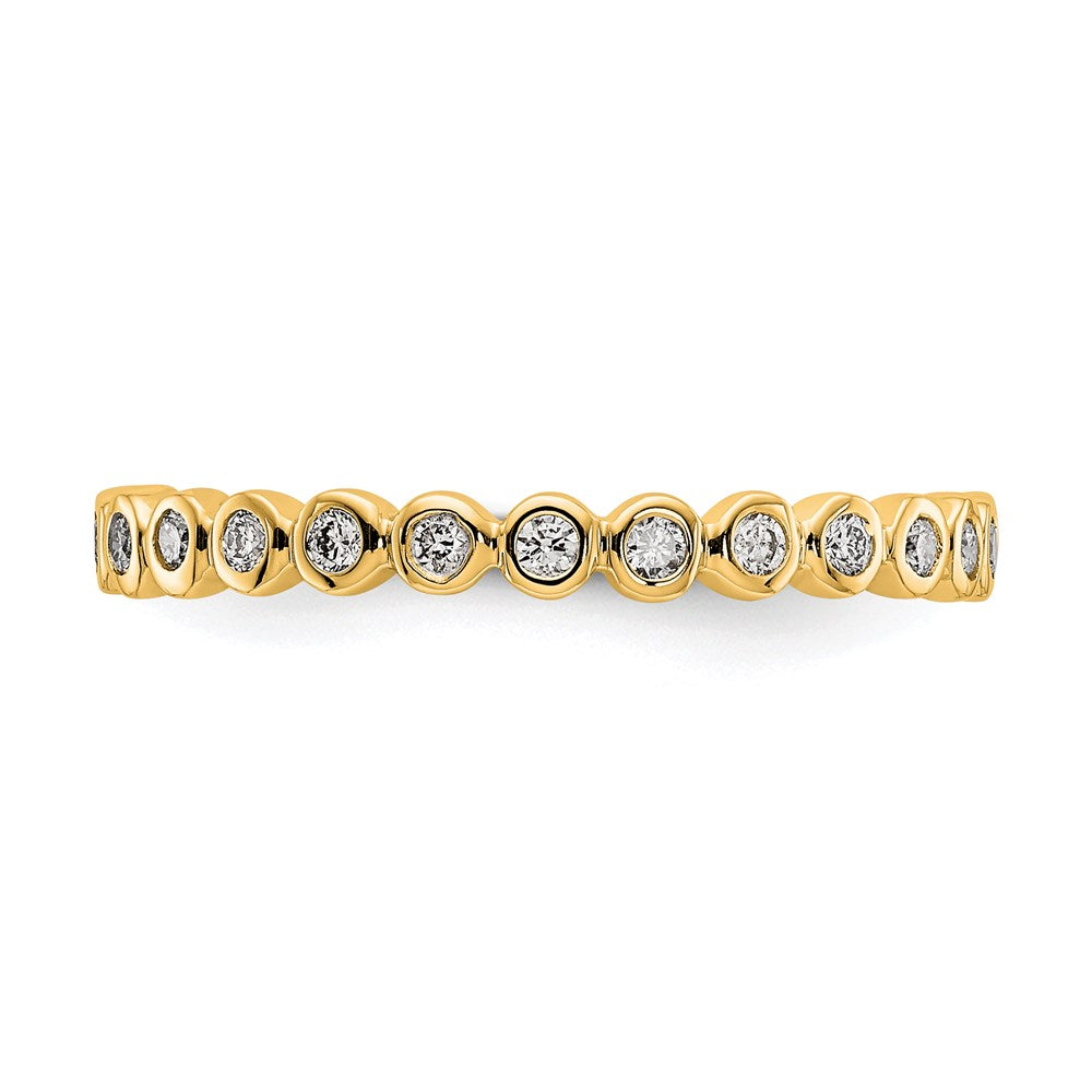 Solid Real 14k Polished 1/3ct Bezel Set CZ Eternity Wedding Band Ring