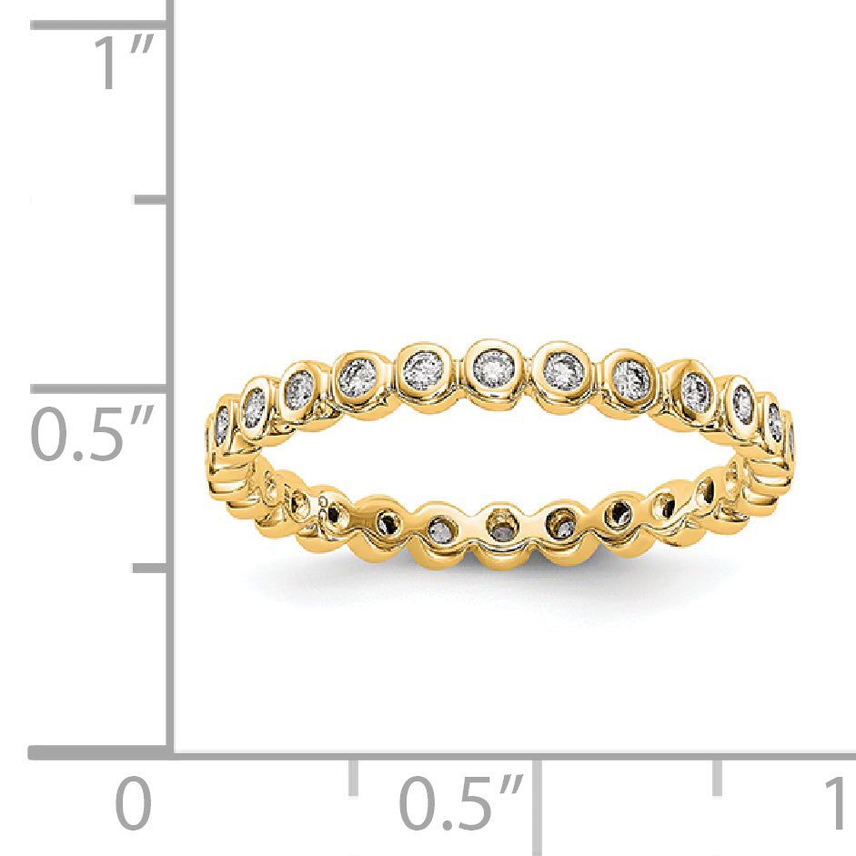 Solid Real 14k Polished 1/3ct Bezel Set CZ Eternity Wedding Band Ring