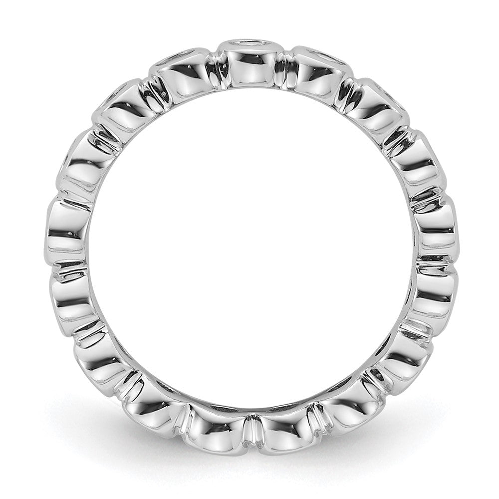 Solid Real 14k White Gold Polished 1/2ct Bezel Set CZ Eternity Wedding Band Ring